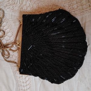 Lindsay Blake clam beaded evening crossbody purse